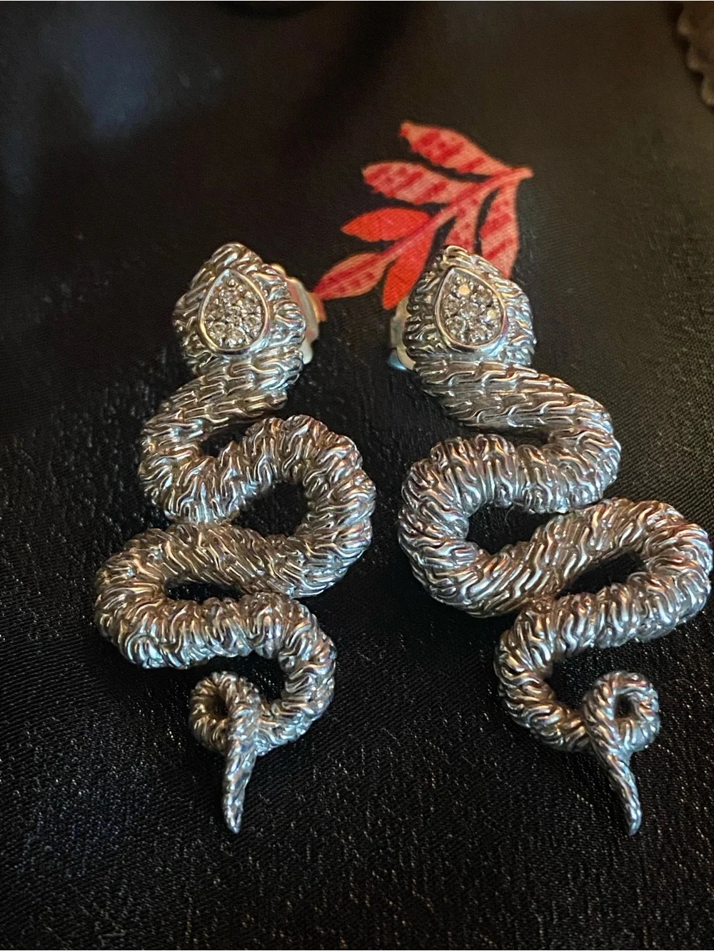 John Hardy Silver 925 diamond Snake Naga earrings
